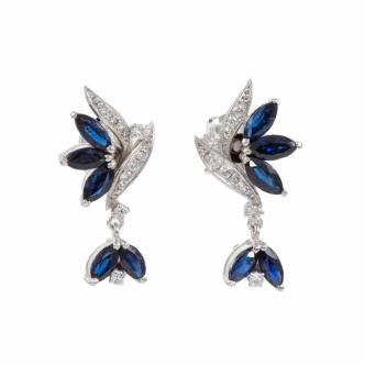 2.49ct Blue Sapphire & Diamond Earrings