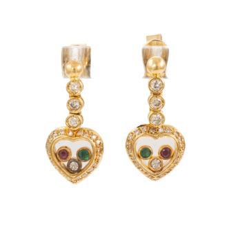 Ruby, Emerald & Diamond Earrings