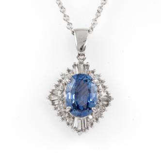 3.15ct Sapphire and Diamond Pendant