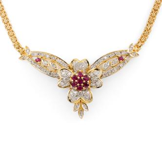 0.88ct Ruby and Diamond Necklace
