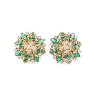 1.20ct Emerald and Diamond Earrings