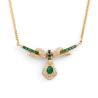 1.00ct Emerald and Diamond Necklace