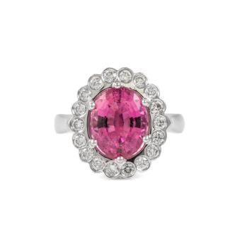 3.50ct Pink Tourmaline & Diamond Ring
