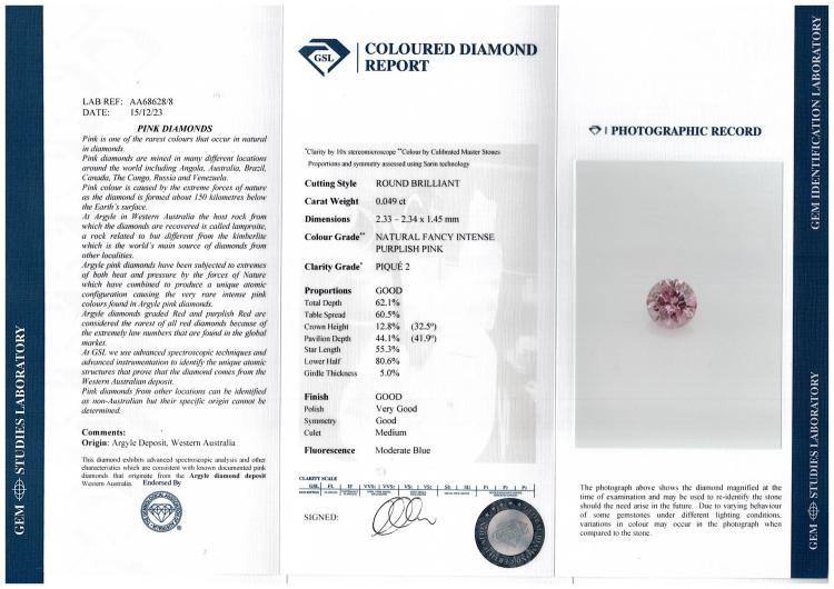 0.09ct Pair of Round Argyle Diamonds GSL | First State Auctions