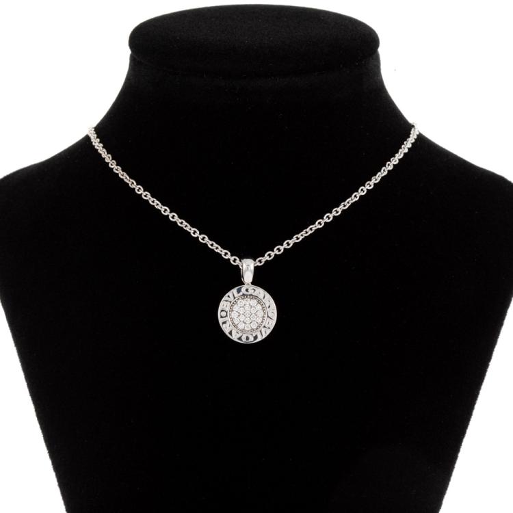 Bvlgari Pyramid Diamond White Gold Pendant Necklace – Opulent Jewelers