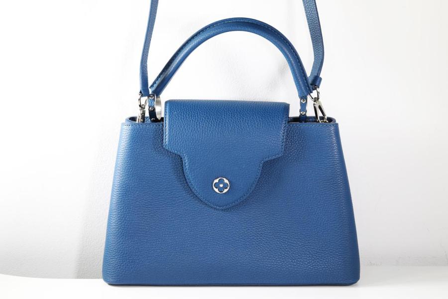 At Auction: Louis Vuitton, Louis Vuitton Capucines Bag Leather MM Blue