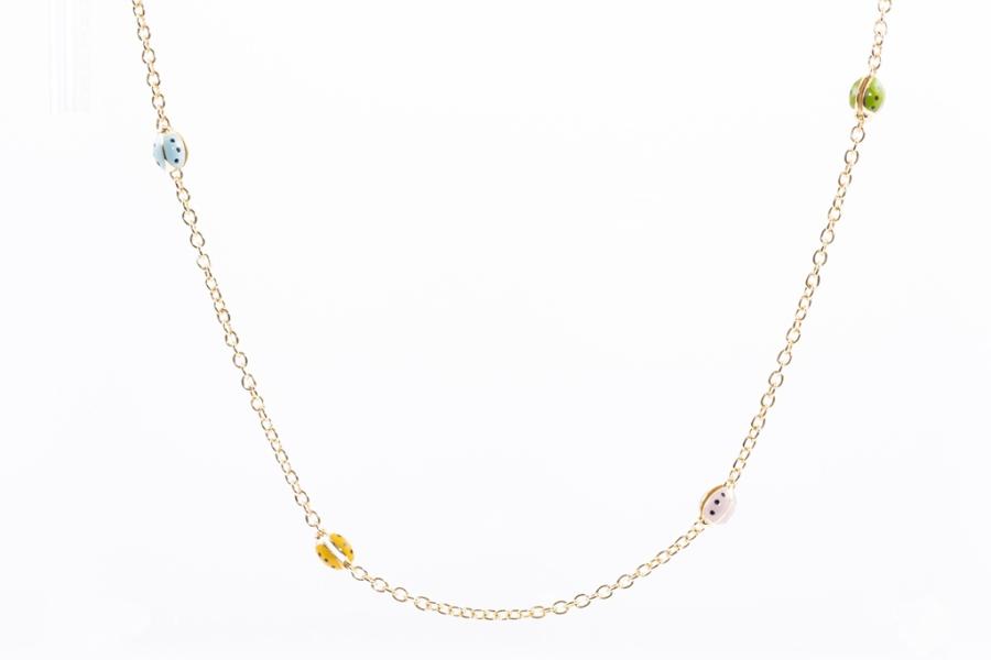 Gold Blue Ladybug Necklace – Wilhelmina Garcia