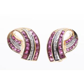 3.95ct Ruby and Diamond Earrings