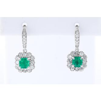 0.85cts Emerald and Diamond Earrings
