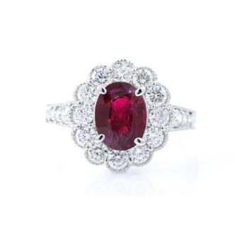 1.59ct Pigeon Blood Ruby and Diamond Ring