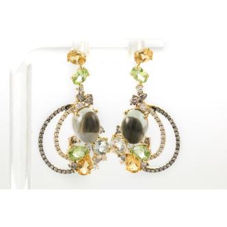 Mixed Gemstone and Diamond Earrings
