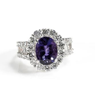 4.11ct Violet Sapphire and Diamond Ring
