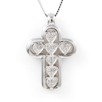 Diamond Cross Pendant 18ct White Gold