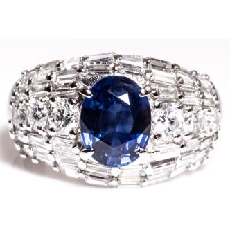 1.96ct Sapphire and 1.71ct Diamond Ring