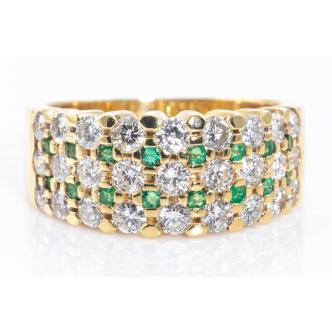 0.23ct Emerald and 1.63ct Diamond Ring