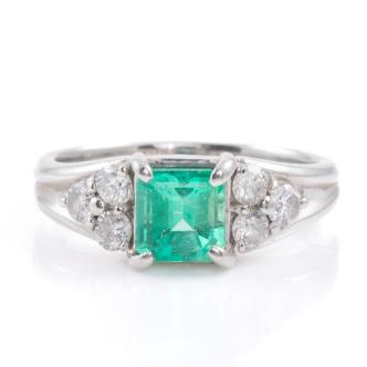 1.10ct Emerald and Diamond Ring