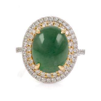 6.25ct Burmese Jade and Diamond Ring