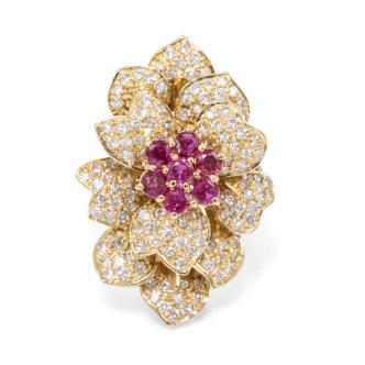1.15ct Ruby and Diamond Floral Ring