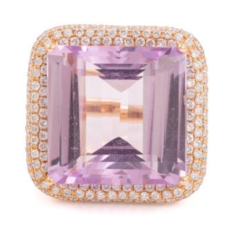 19.67ct Kunzite and Diamond Ring