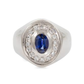1.18ct Sapphire and Diamond Mens Ring