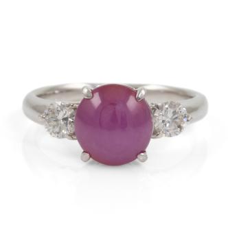 3.34ct Star Pink Sapphire & Diamond Ring