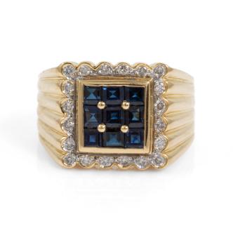 2.00ct Sapphire & Diamond Mens Ring