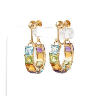 Multi-coloured Gemstone Hoop Earrings
