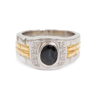 1.69ct Sapphire and Diamond Mens Ring