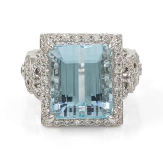 13.50ct Aquamarine & Diamond Ring