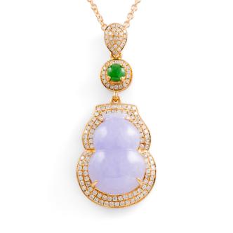 Lavender & Green Jade Calabash Pendant