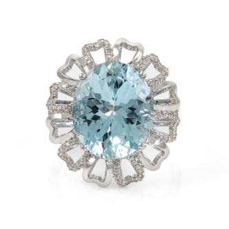 6.50ct Aquamarine and Diamond Ring