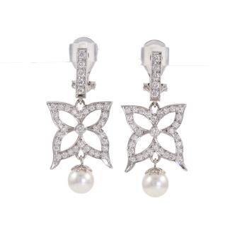 7.0mm Cultured Pearl & Diamond Earrings