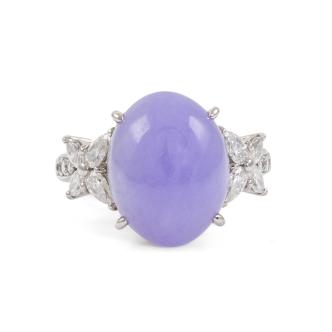 7.66ct Lavender Jade & Diamond Ring