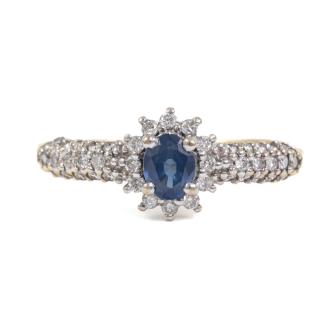 0.50ct Blue Sapphire and Diamond Ring