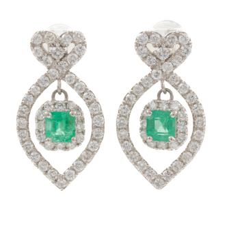 0.76ct Emerald and Diamond Earrings