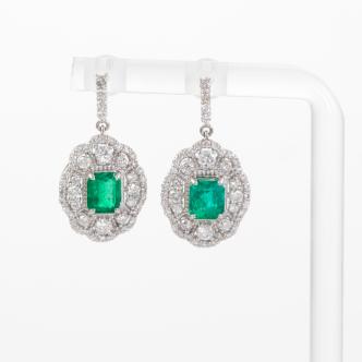 1.38ct Emerald and Diamond Earrings