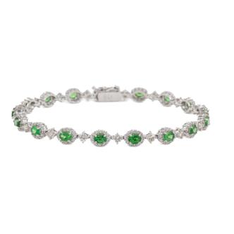 2.30ct Green Garnet & Diamond Bracelet