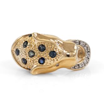 Sapphire & Diamond Panther Ring