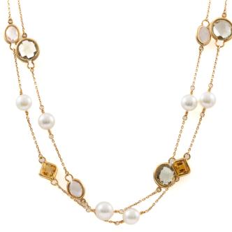 Pearl and Mixed Quartz Necklace