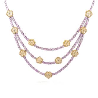 38.80ct Pink Sapphire & Diamond Necklace