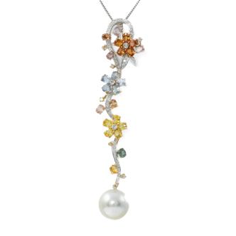 Pearl and Multi-colour Sapphire Pendant