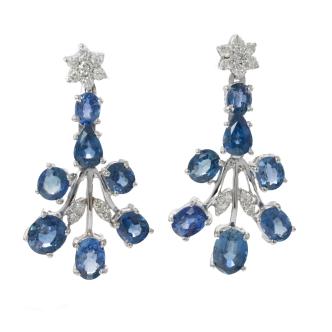 7.16ct Sapphire and Diamond Earrings