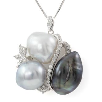 Baroque Pearl and Diamond Pendant