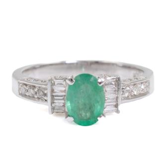 0.76ct Emerald and Diamond Ring