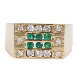 Emerald and Diamond Mens Ring