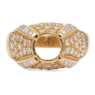 18ct Gold Semi Mount Ring with Diamonds